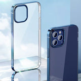 Blue Electroplated back Transparent case for 12 pro max