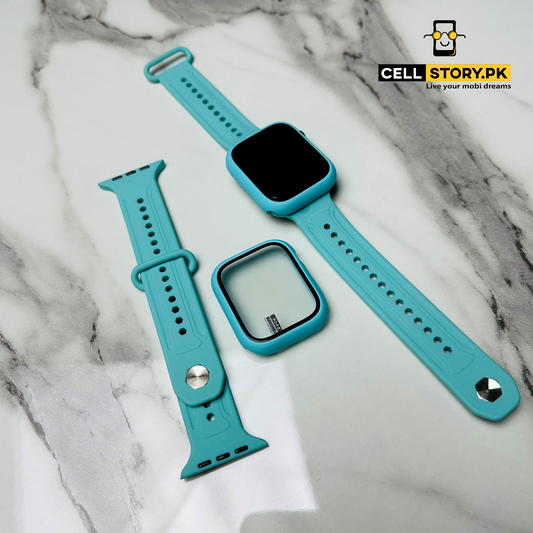 APPLE WATCH SILICON STRAP+CASE - WITH SCREEN PROTECTOR