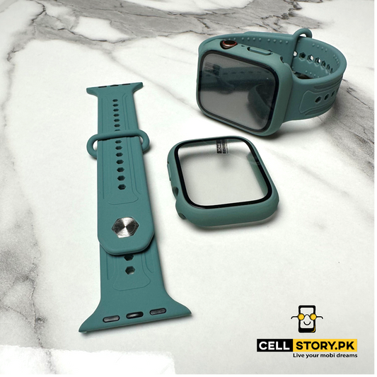 APPLE WATCH SILICON STRAP+CASE - WITH SCREEN PROTECTOR