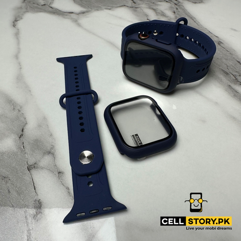 APPLE WATCH SILICON STRAP+CASE - WITH SCREEN PROTECTOR