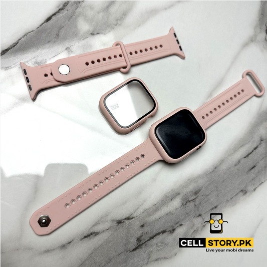 APPLE WATCH SILICON STRAP+CASE - WITH SCREEN PROTECTOR