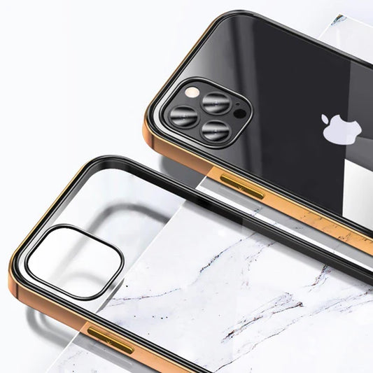 Gold Electroplated back Transparent case for 12 pro max