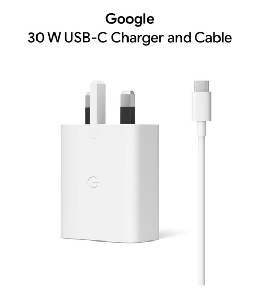 Google Pixel 30W Fast Charger with UK Plug + USB-C Cable | Power Adapter for Pixel & USB-C Devices