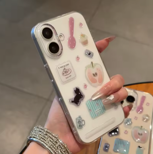 3D STICKER CASE WITH BOX PACKING FOR - IPHONE SERIES