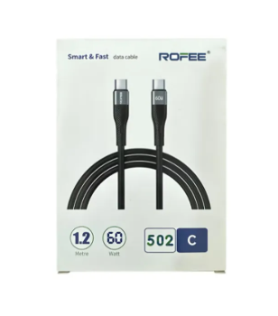Rofee Smart & Fast Data Cable 60W 1.2m C2C Aluminum Alloy+TPE  Cable 502-C Black