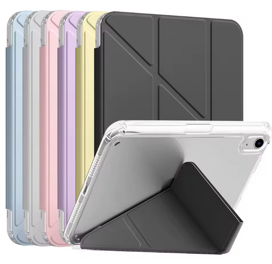 8 Fold Case for iPads with Transparent Back & camera protector