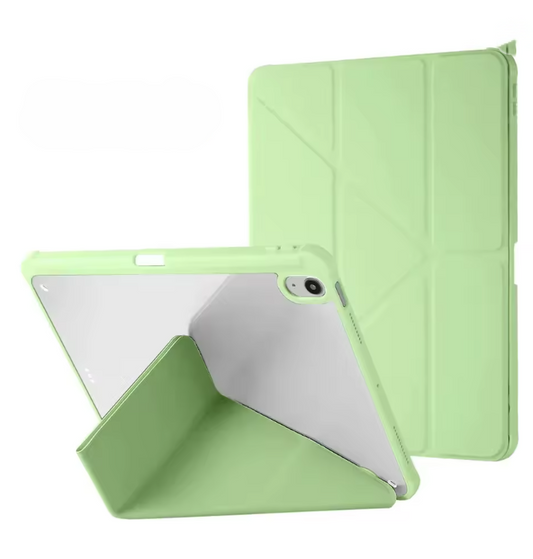 8 Fold Case for iPads with Pen holder & camera protector (clear back)- Matcha Green