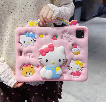 Hello Kitty Samsung Galaxy Tab A Series - Stand Silicone Case with Chain