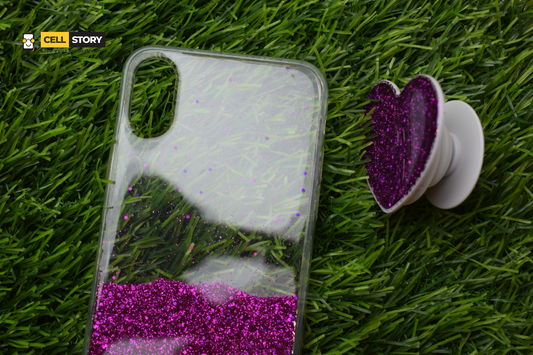 Glitter case with pop socket for iphone x/xs