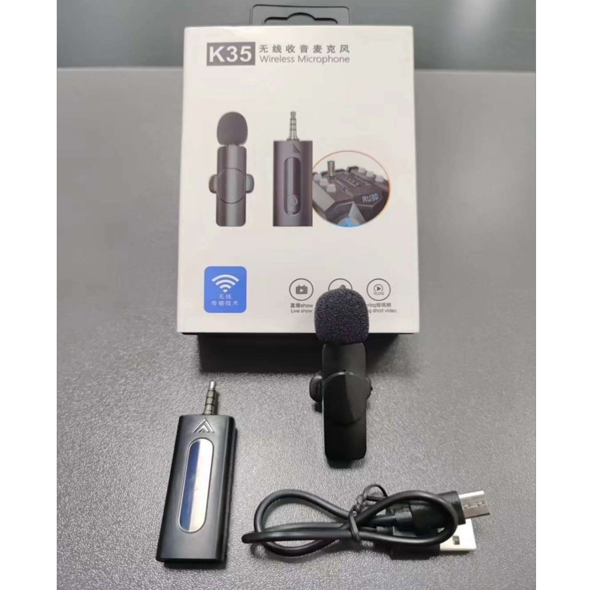 K35 Noise Reduction Wireless Microphone With AUX Connector