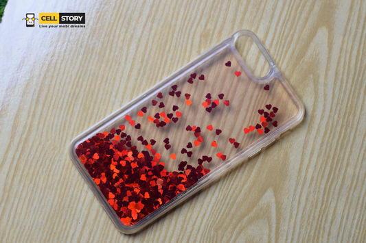 IPhone 7/8 Plus Soft Case – Transparent with Red Hearts Fill