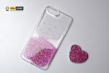 IPhone 7/8 Plus Soft Transparent Case - Pink with Glitter