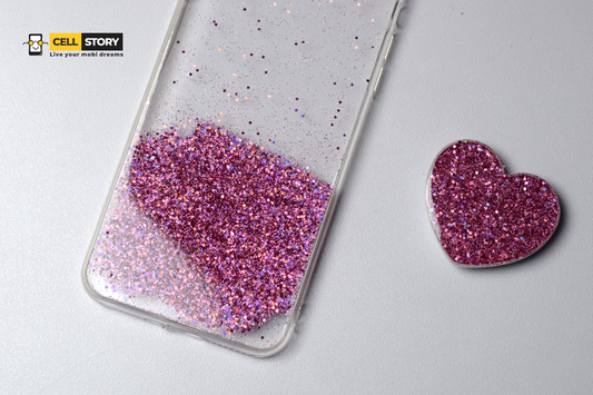 IPhone 7/8 Plus Soft Transparent Case - Pink with Glitter